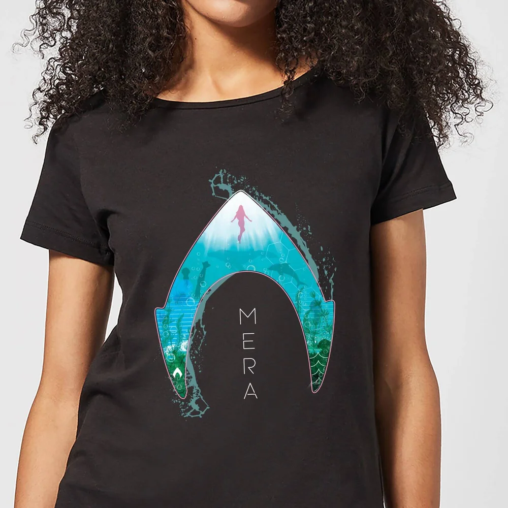 Aquaman Mera Logo dames t-shirt - Zwart - XS Afbeelding 1