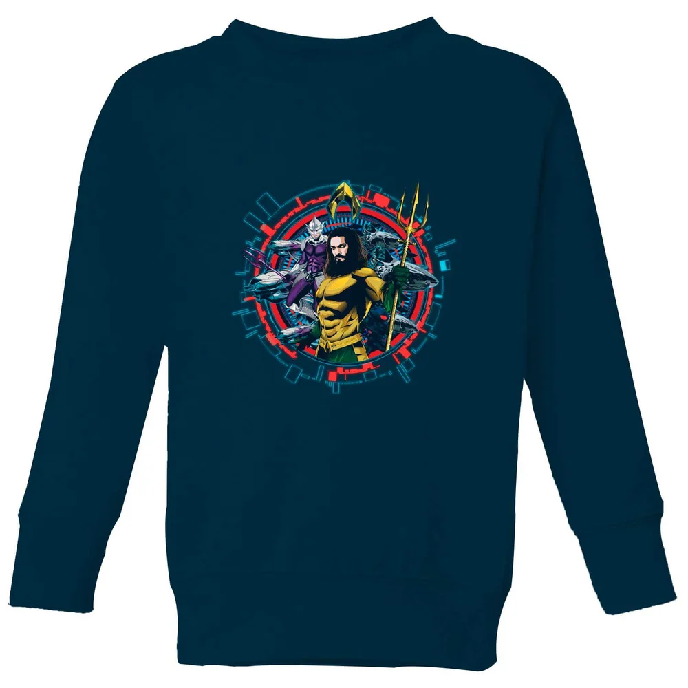 Aquaman Circular Portrait kindertrui - Navy - 98/104 (3-4 jaar) Afbeelding 1