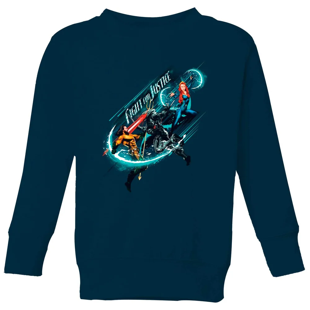 Aquaman Fight for Justice kindertrui - Navy - 98/104 (3-4 jaar) Afbeelding 1