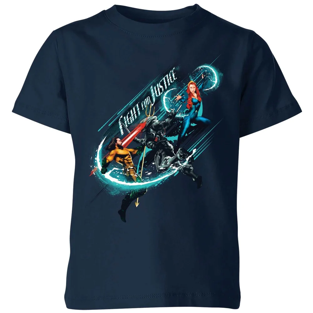 Aquaman Fight for Justice kinder t-shirt - Navy - 98/104 (3-4 jaar) Afbeelding 1