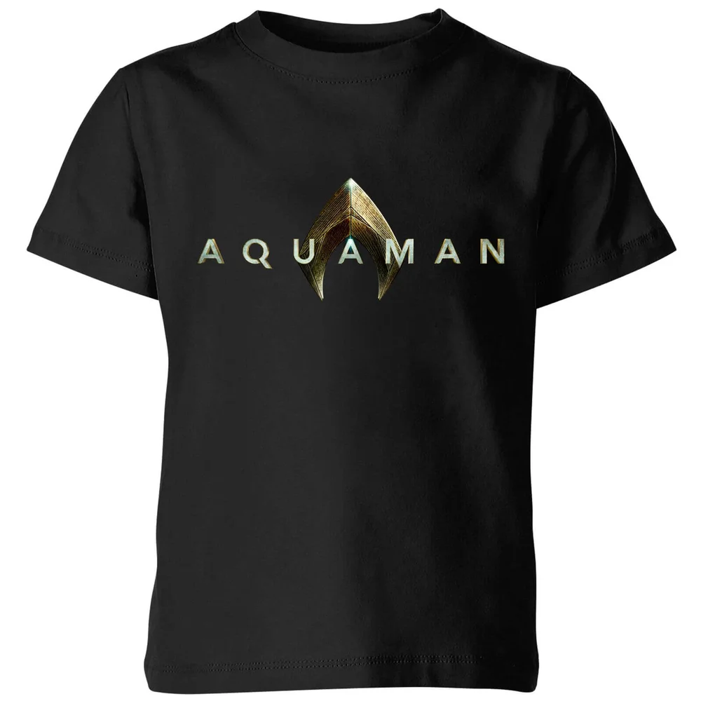 Aquaman Title kinder t-shirt - Zwart - 98/104 (3-4 jaar) Afbeelding 1