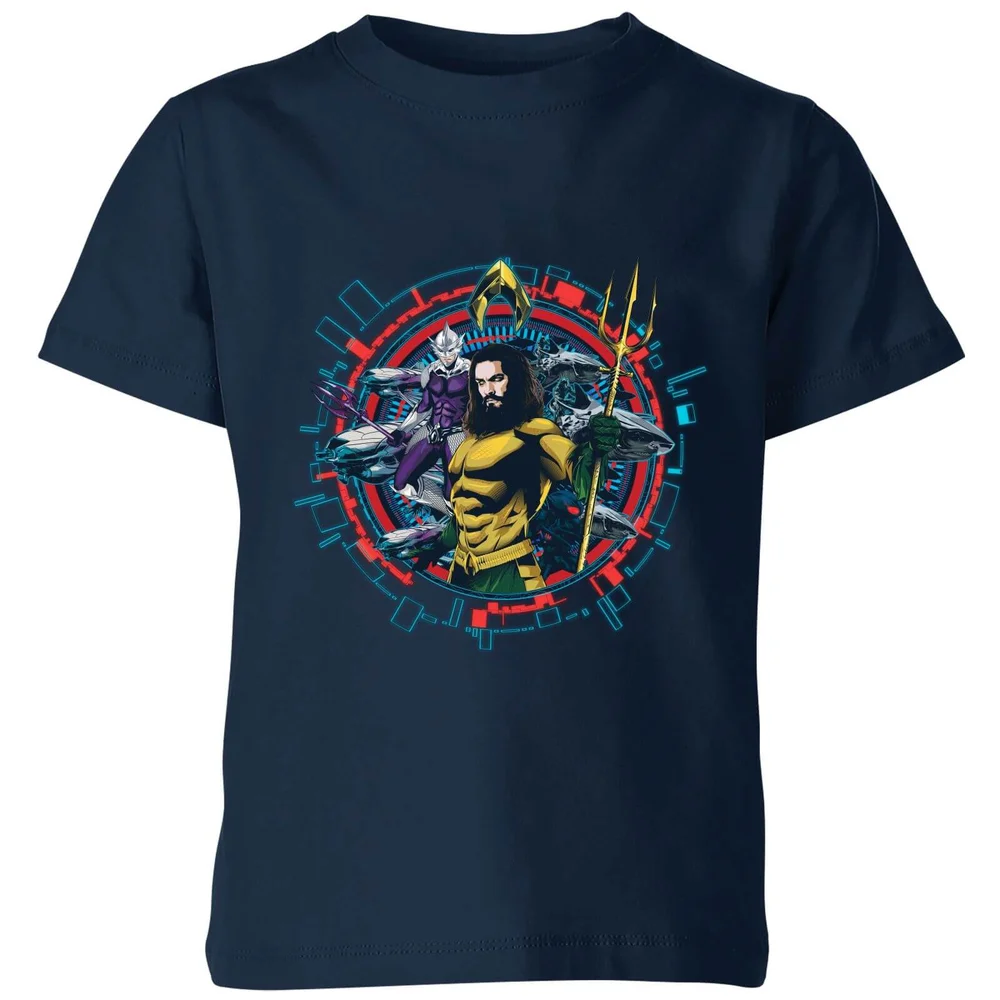 Aquaman Circular Portrait kinder t-shirt - Navy - 98/104 (3-4 jaar) Afbeelding 1
