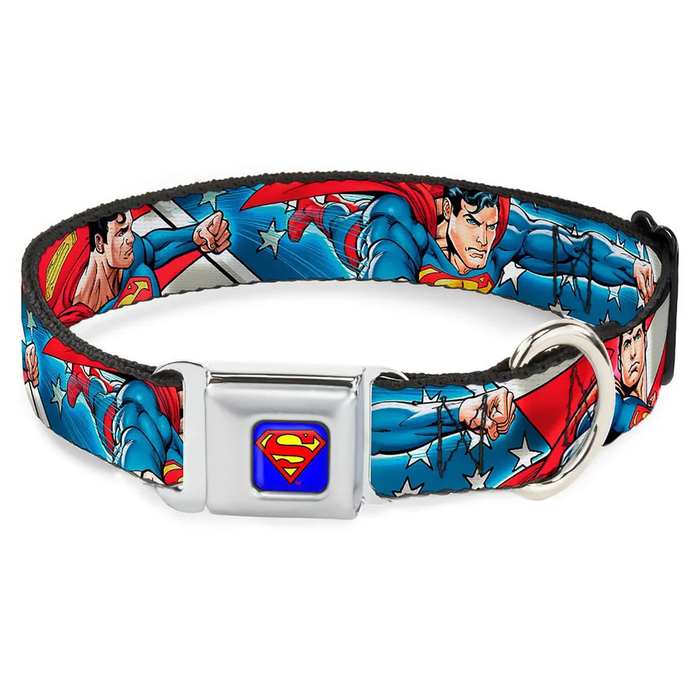 Buckle-Down DC Comics Superman Action Dog Collar - Blue (Various Sizes) - S/13-18 Inches Afbeelding 1