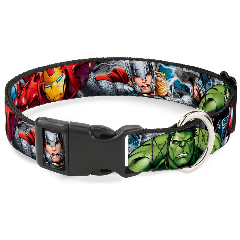 Buckle-Down Marvel Avengers Superheroes Plastic Clip Dog Collar (Various Sizes) - S/13-18 Inches Afbeelding 1