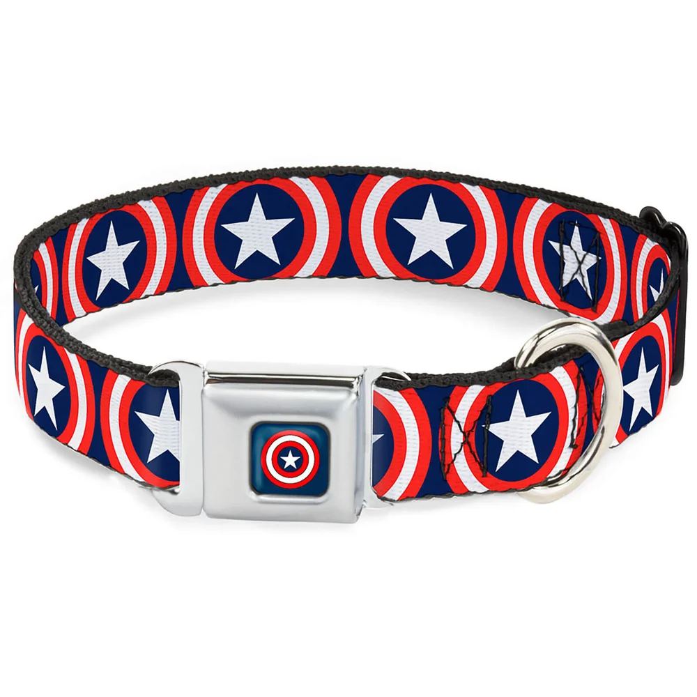 Buckle-Down Marvel Captain America Dog Collar - Navy (Various Sizes) - S/9-15 Inches Afbeelding 1