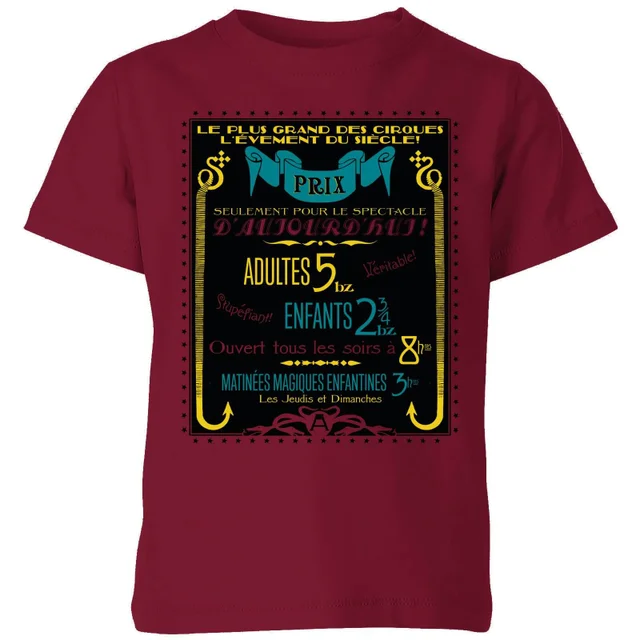Fantastic Beasts Les Plus Grand Des Cirques kinder t-shirt - Wijnrood
