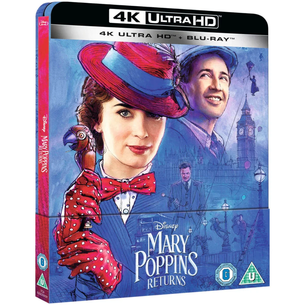Mary Poppins Returns 4K Ultra HD (inclusief 2D Blu-ray) - Zavvi exclusief limited edition Steelbook Afbeelding 1