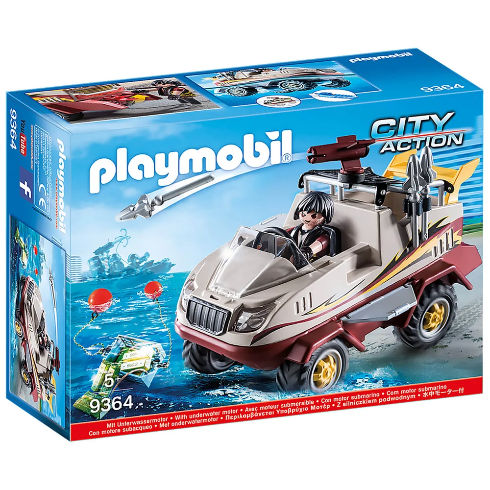 Playmobil City Action Amfibievrachtwagen met onderwatermotor en werkend kanon (9364) Afbeelding 1