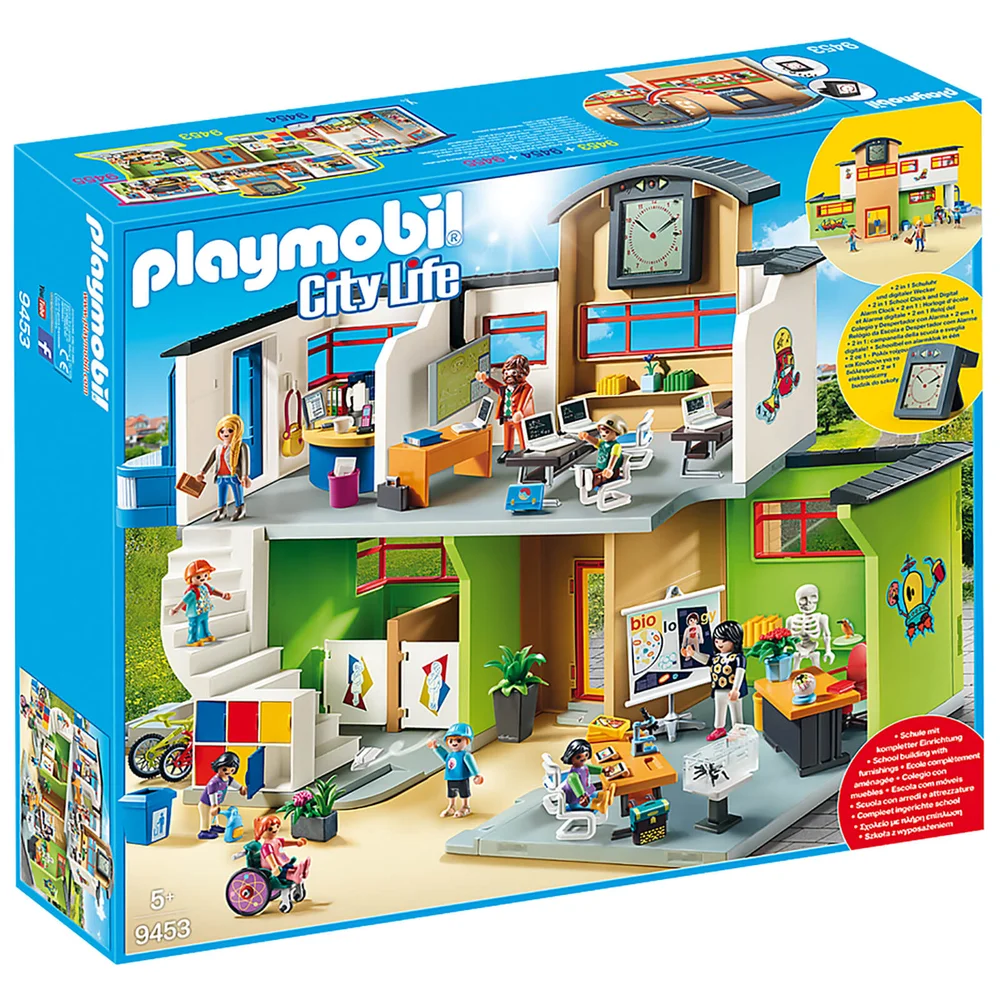 Playmobil City Life Gemeubileerd schoolgebouw met digitale klok (9453) Afbeelding 1