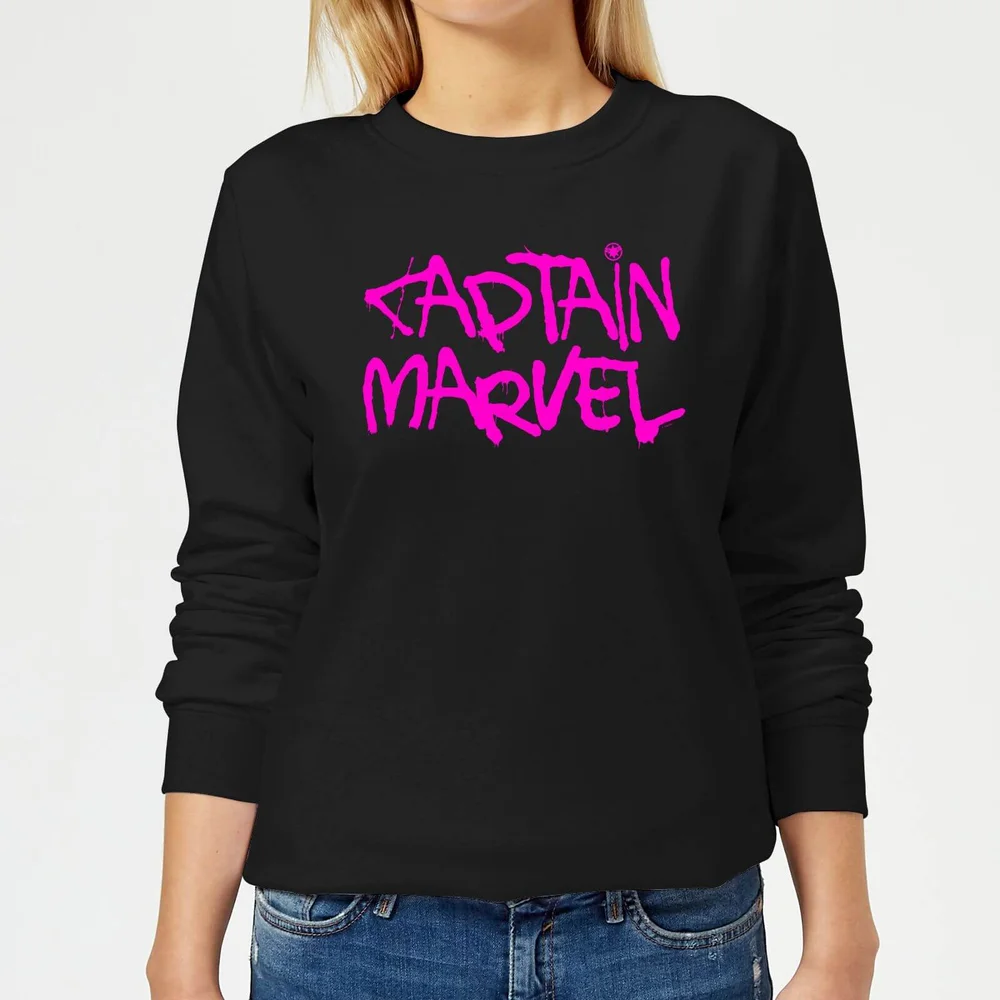Captain Marvel Spray Text dames trui - Zwart - XS Afbeelding 1