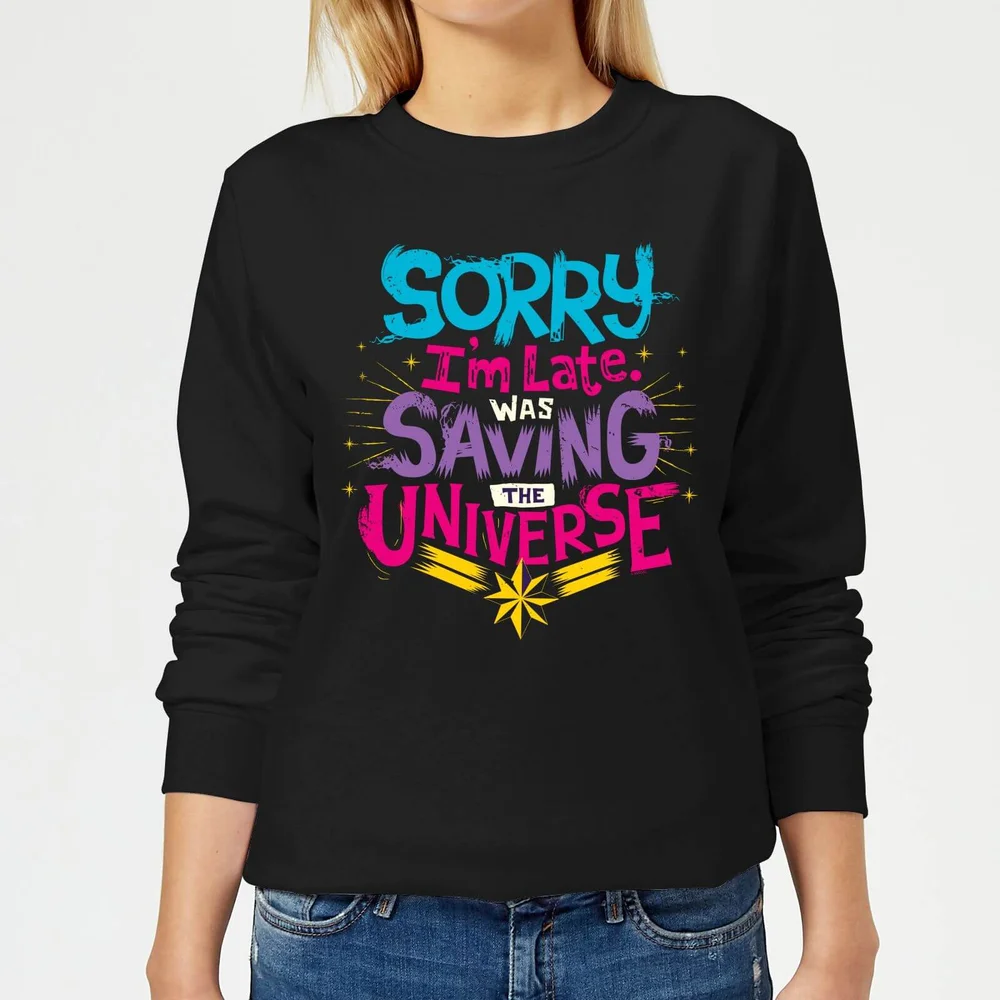 Captain Marvel Sorry I'm Late dames trui - Zwart - XS Afbeelding 1