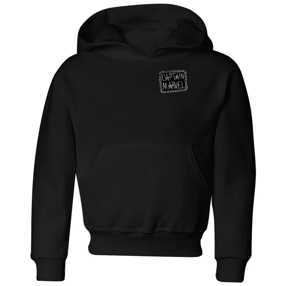 Captain Marvel Name Badge kinder hoodie - Zwart - 98/104 (3-4 jaar) Afbeelding 1