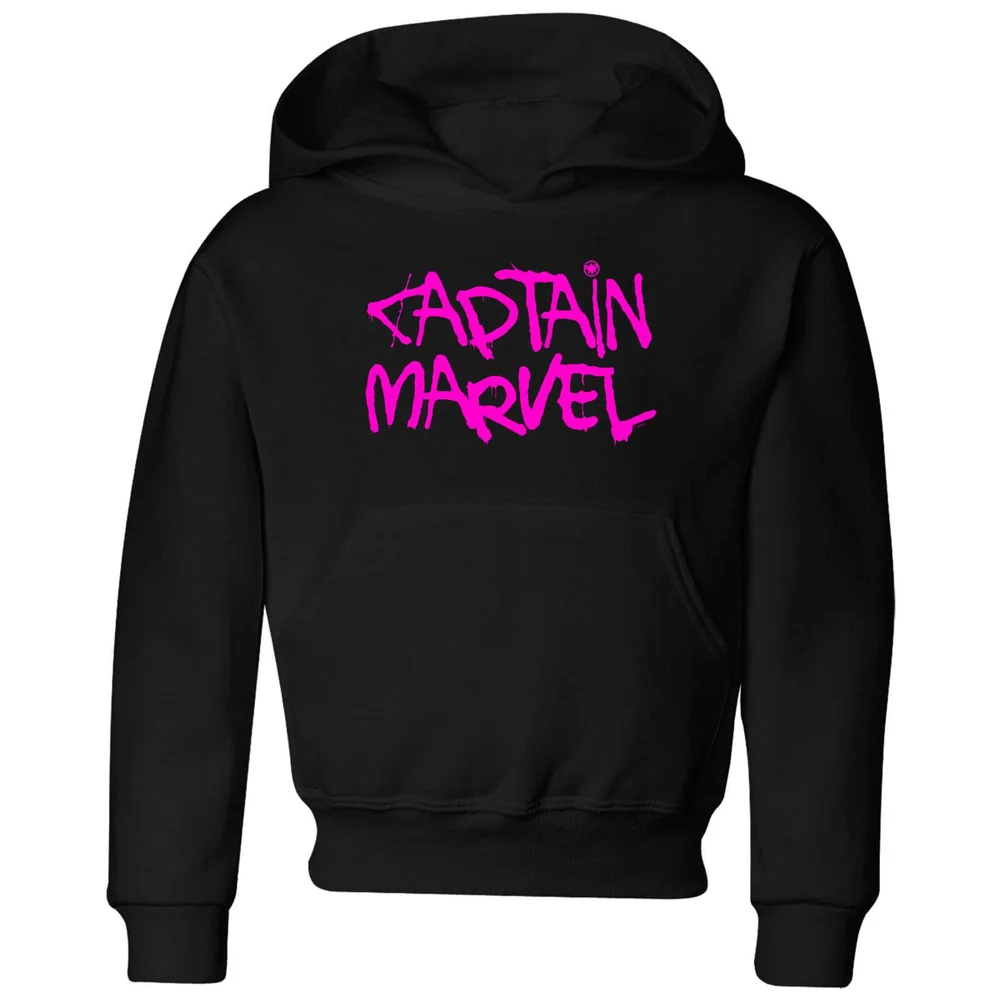 Captain Marvel Spray Text kinder hoodie - Zwart - 98/104 (3-4 jaar) Afbeelding 1