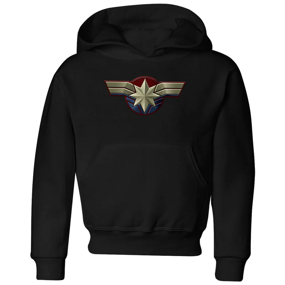 Captain Marvel Chest Emblem kinder hoodie - Zwart - 98/104 (3-4 jaar) Afbeelding 1