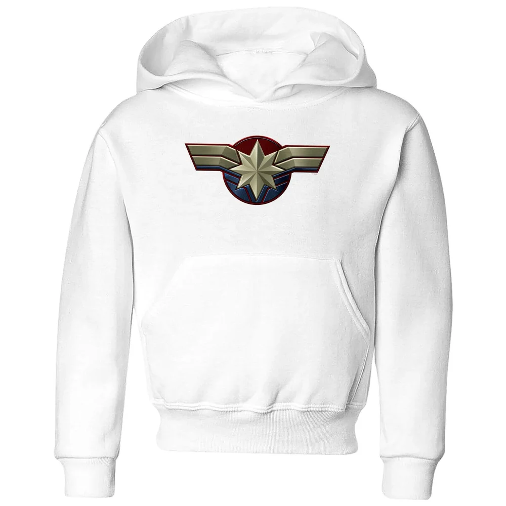 Captain Marvel Chest Emblem kinder hoodie - Wit - 98/104 (3-4 jaar) Afbeelding 1