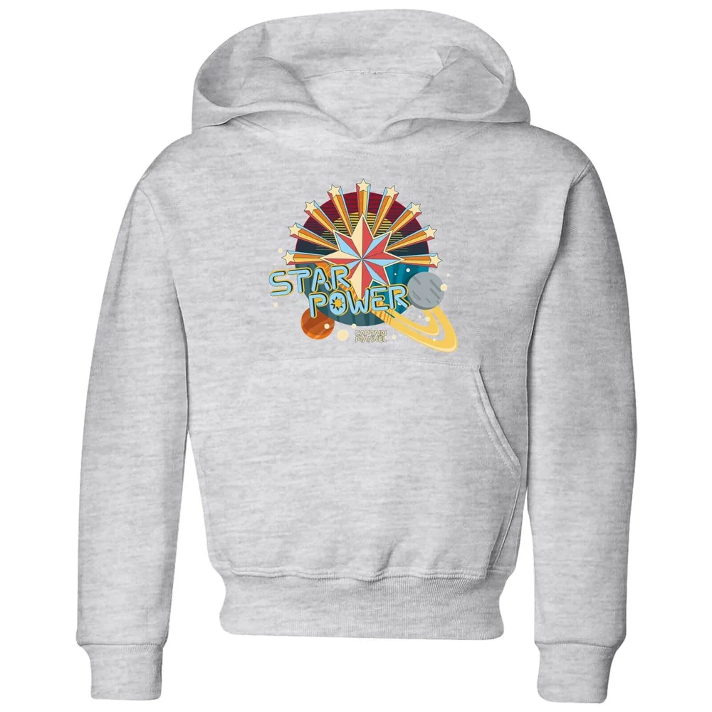 Captain Marvel Star Power kinder hoodie - Grijs - 98/104 (3-4 jaar) Afbeelding 1