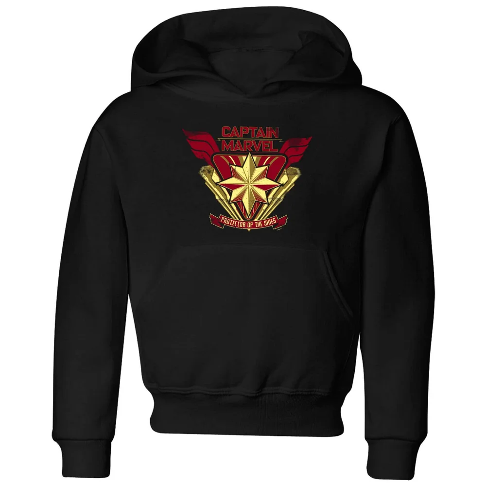 Captain Marvel Protector Of The Skies kinder hoodie - Zwart - 98/104 (3-4 jaar) Afbeelding 1