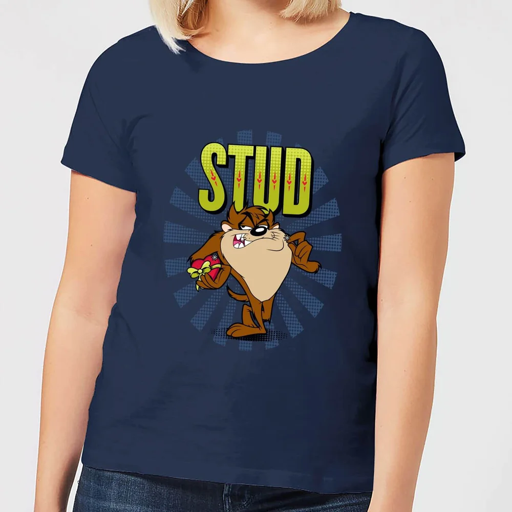 Looney Tunes Stud Taz Women's T-Shirt - Navy - S Afbeelding 1