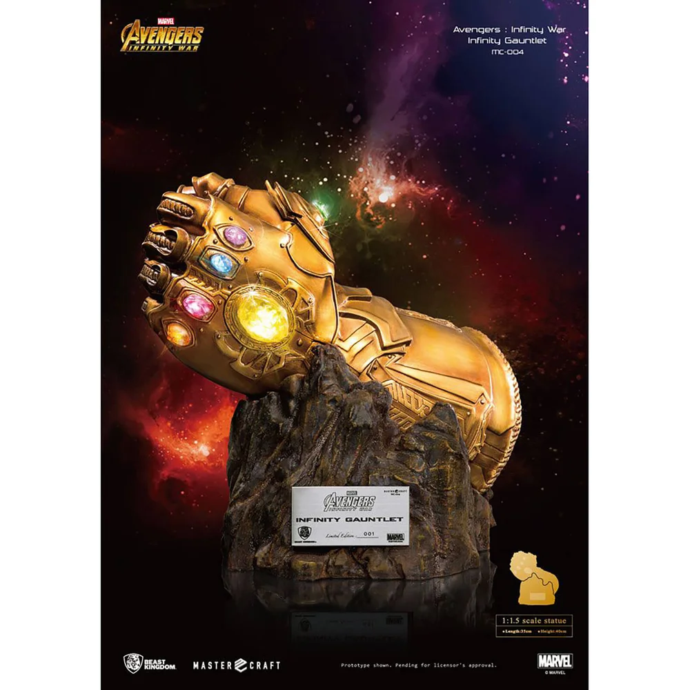 Beast Kingdom Avengers Infinity War Master Craft Statue 1/1.5 Infinity Gauntlet 40 cm Afbeelding 1