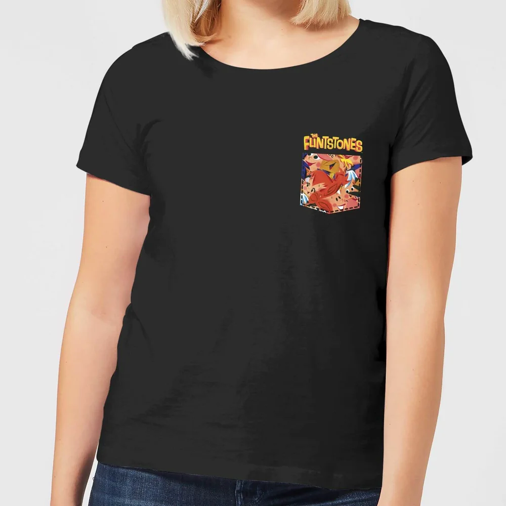 The Flintstones Pocket Pattern Women's T-Shirt - Black - XS Afbeelding 1