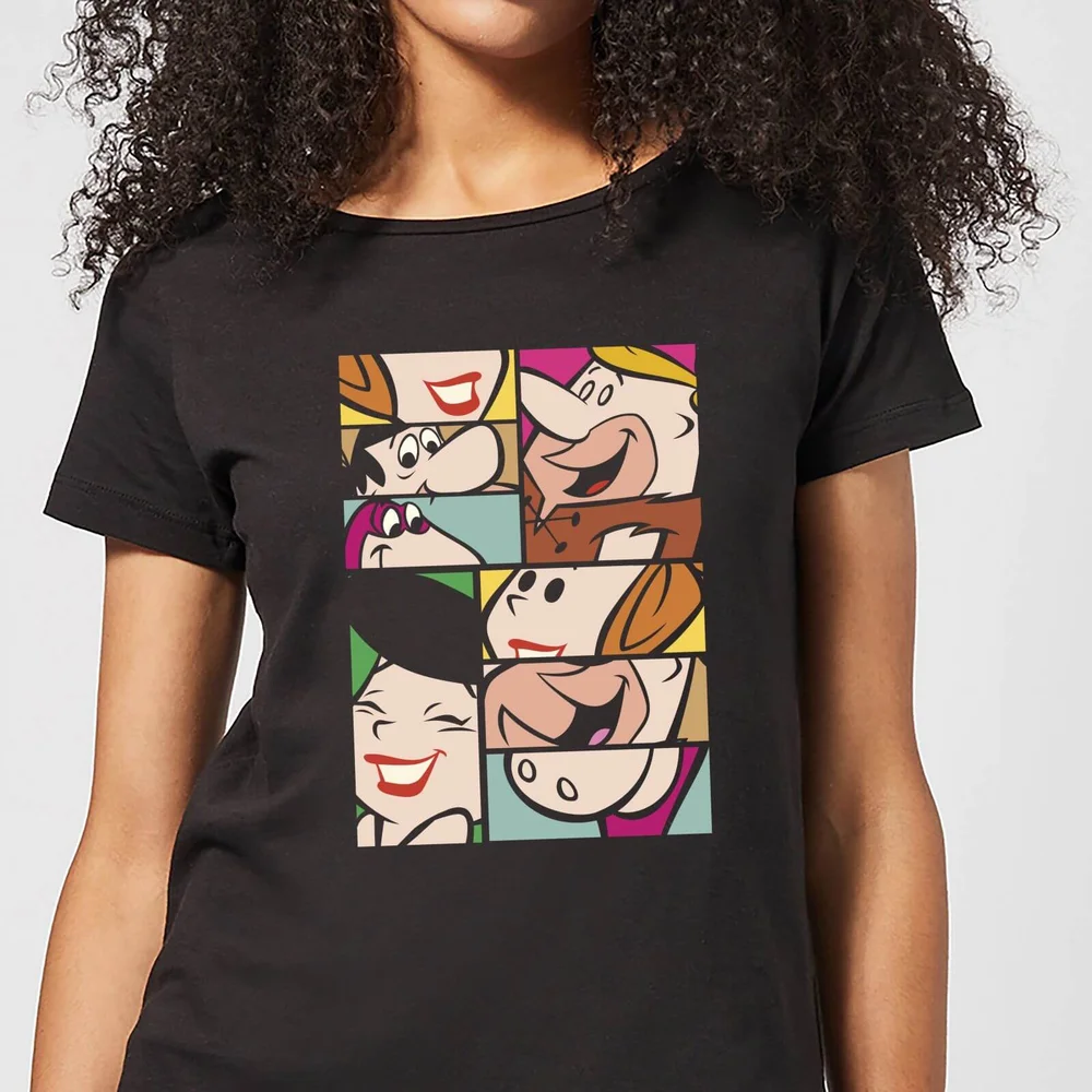 The Flintstones Cartoon Squares Women's T-Shirt - Black - XS Afbeelding 1