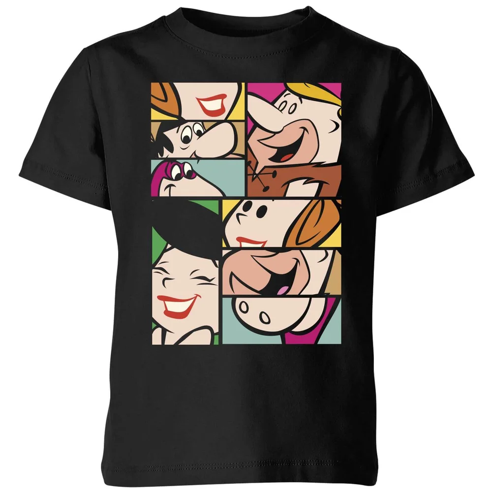 The Flintstones Cartoon Squares Kids' T-Shirt - Black - 98/104 (3-4 jaar) Afbeelding 1