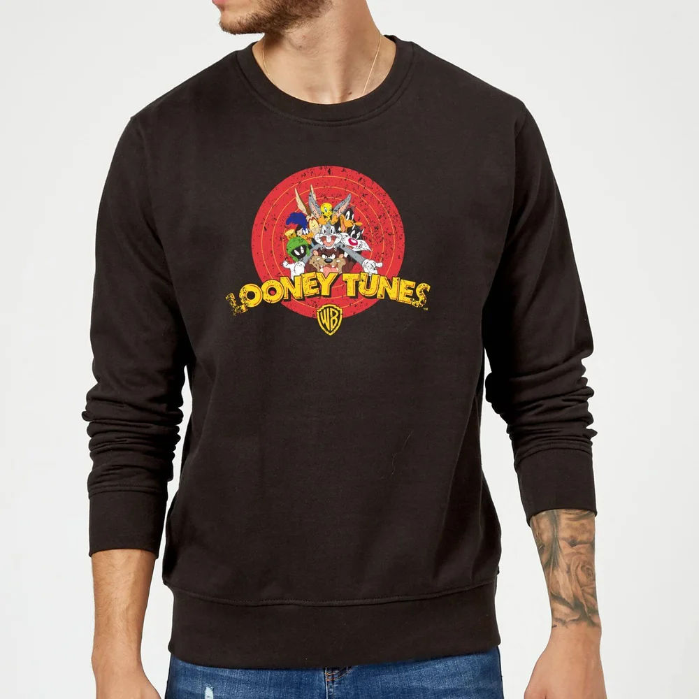 Looney Tunes Logo Distressed Sweatshirt - Black - S - Zwart Afbeelding 1