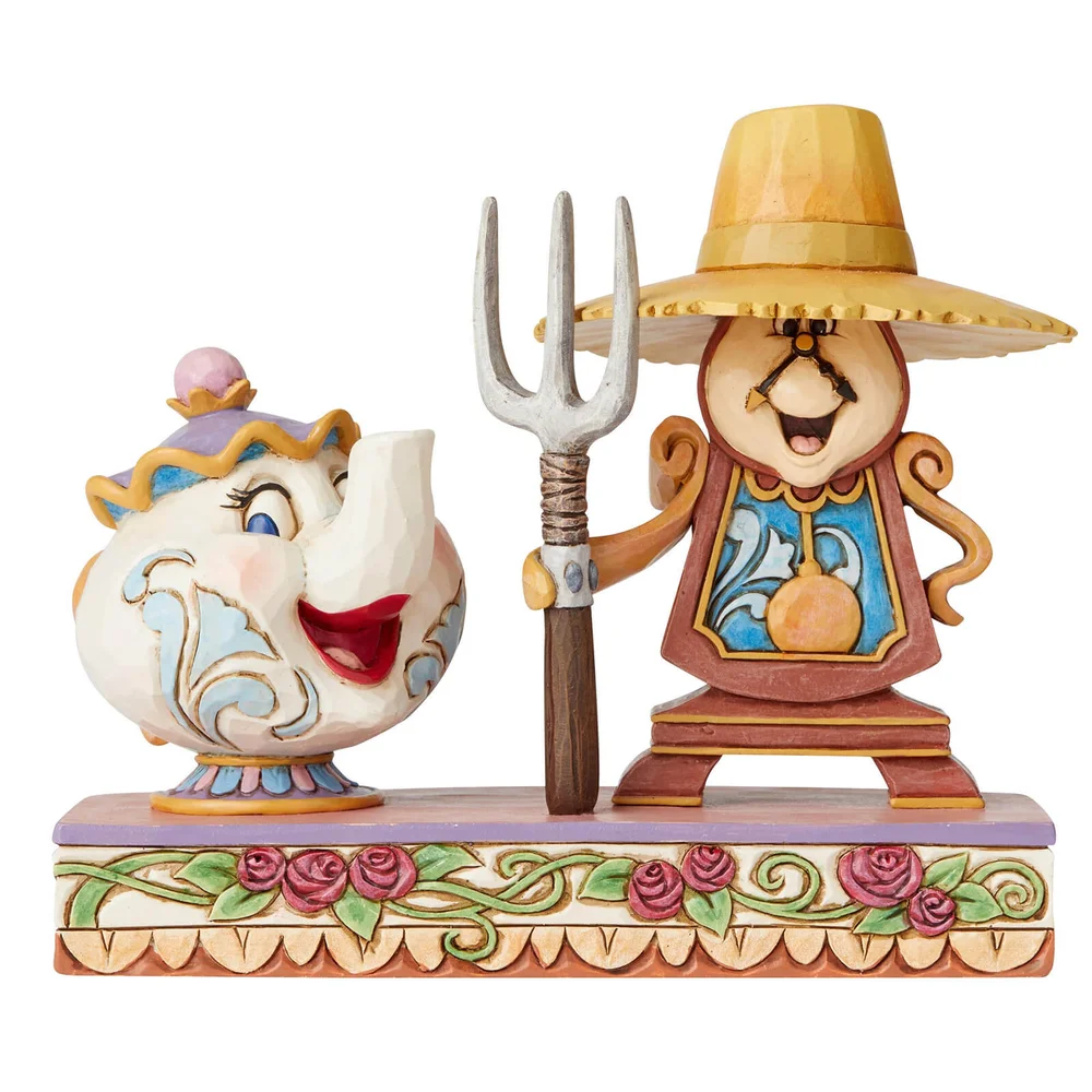 Disney tradities de klok rond werken (Mevrouw Potts en Cogsworth beeldje) 13cm Afbeelding 1