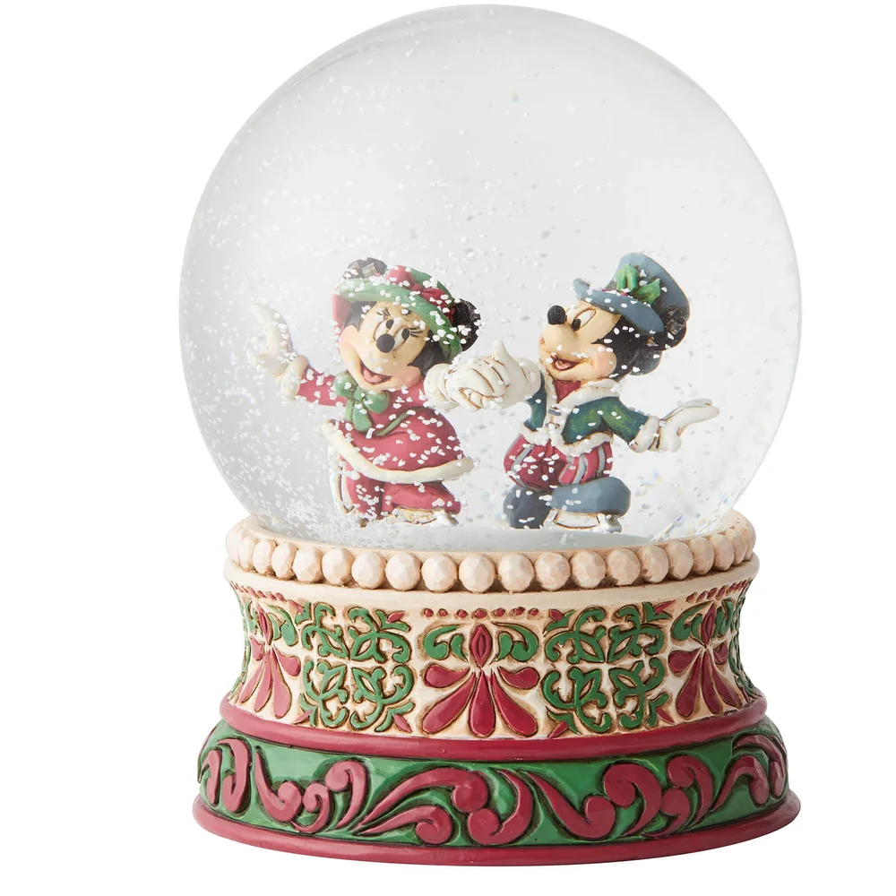 Disney Traditions Splendid Skaters (Victorian Mickey and Minnie Mouse Waterball) 16.0cm Afbeelding 1