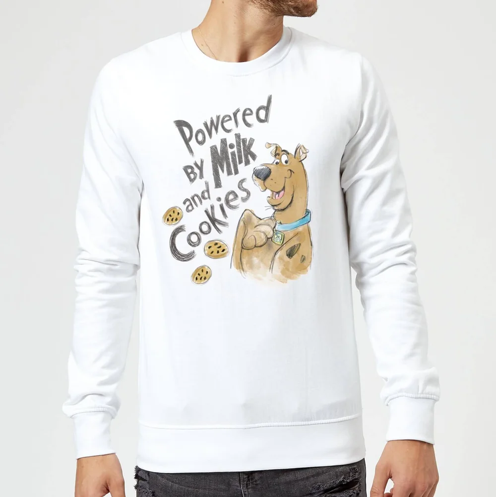 Scooby Doo Powered By Milk And Cookies Sweatshirt - White - S Afbeelding 1