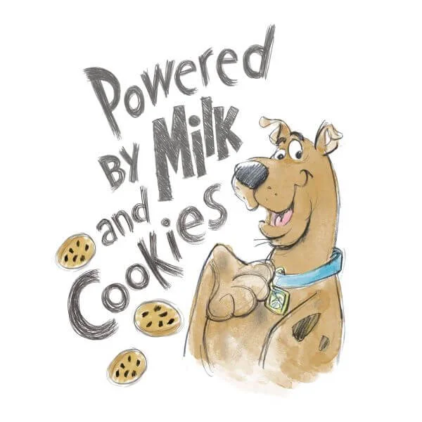 Scooby Doo Powered By Milk And Cookies Women's T-Shirt - White