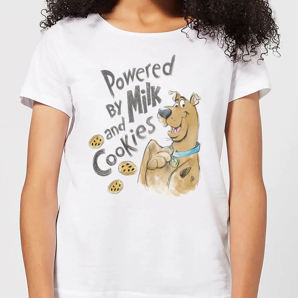 Scooby Doo Powered By Milk And Cookies Women's T-Shirt - White - S Afbeelding 1
