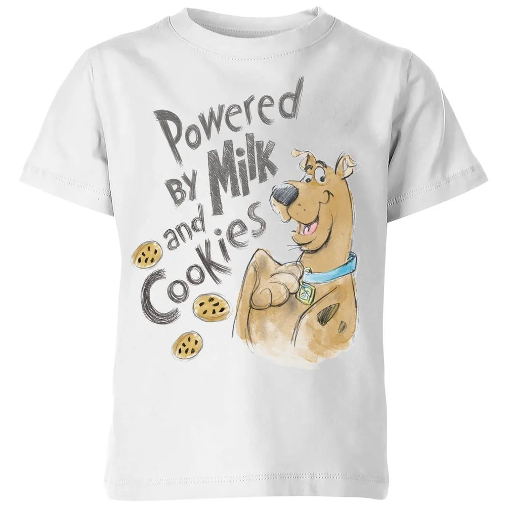 Scooby Doo Powered By Milk And Cookies Kids' T-Shirt - White - 98/104 (3-4 jaar) Afbeelding 1