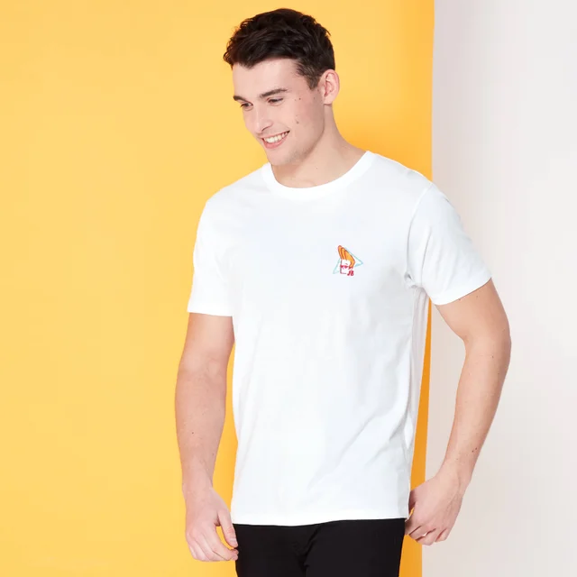 Cartoon Network Spin-Off Johnny Bravo 90s Geborduurd Design t-shirt - Wit