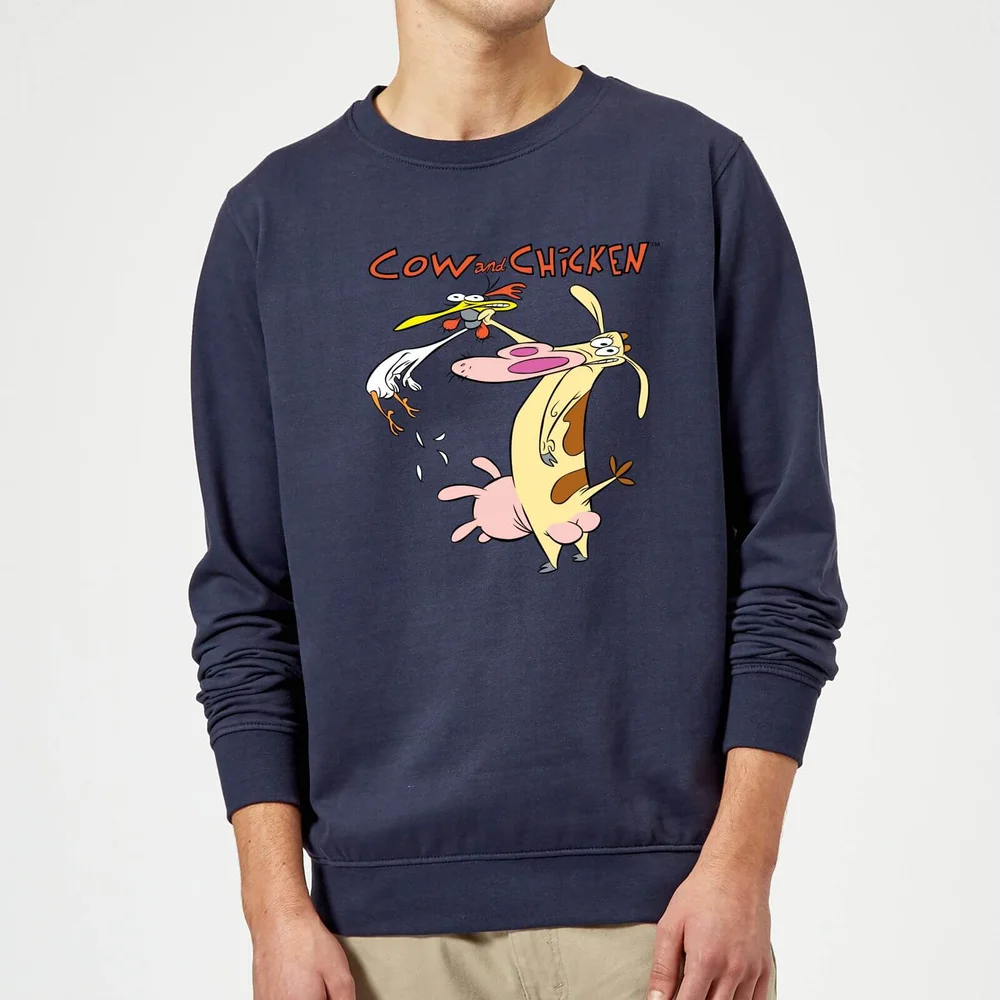 Cow and Chicken Characters Sweatshirt - Navy - S Afbeelding 1
