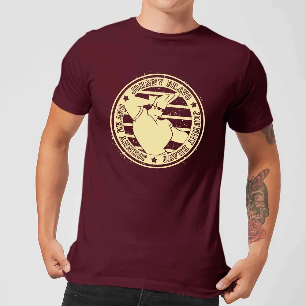 Johnny Bravo Sports Badge Men's T-Shirt - Burgundy - S Afbeelding 1