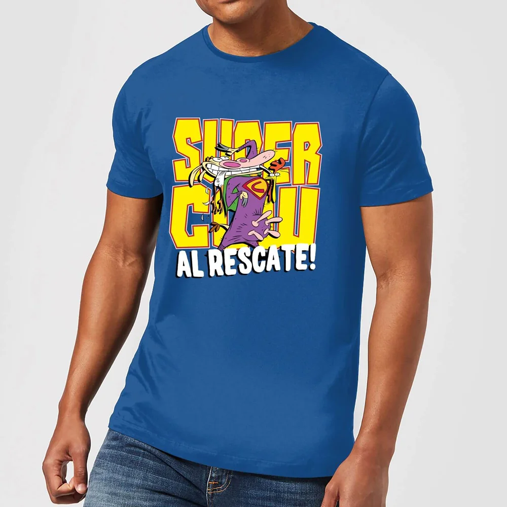Cow and Chicken Supercow Al Rescate! Men's T-Shirt - Royal Blue - S Afbeelding 1