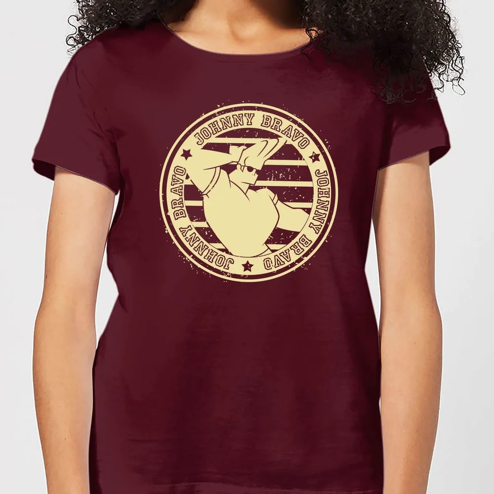 Johnny Bravo Sports Badge Women's T-Shirt - Burgundy - S Afbeelding 1