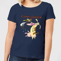 Cow and Chicken Characters Women's T-Shirt - Navy
