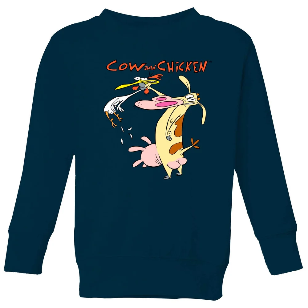 Cow and Chicken Characters Kids' Sweatshirt - Navy - 98/104 (3-4 jaar) Afbeelding 1