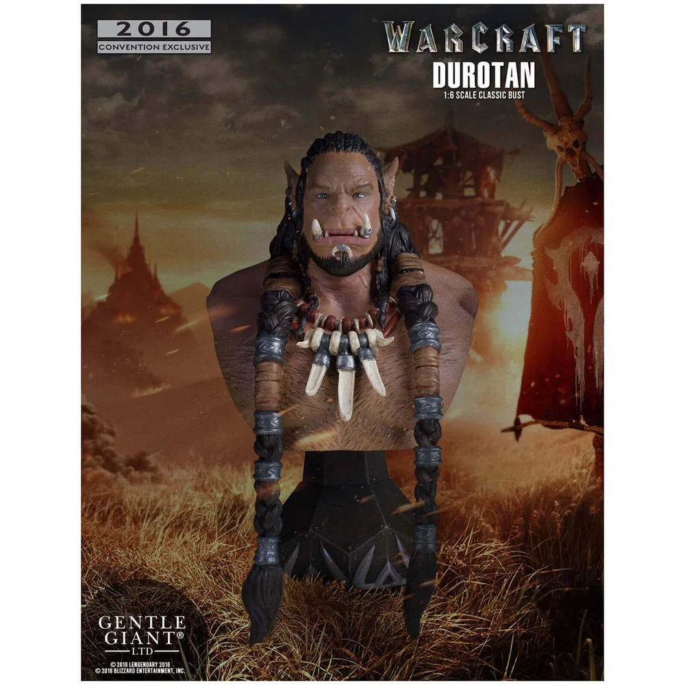 Gentle Giant Warcraft (2016) Durotan Classic 1/6 Mini Bust SDCC 2016 Exclusive - 18cm Afbeelding 1