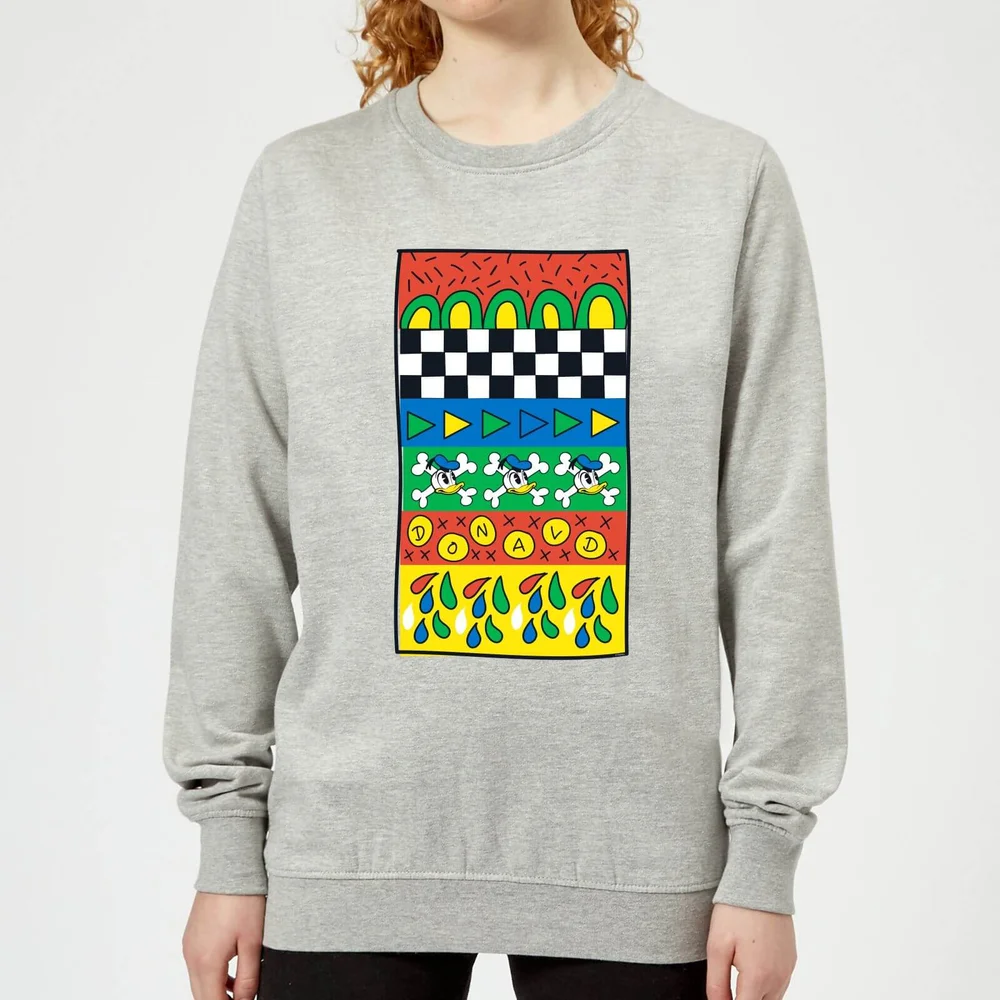 Donald Duck Vintage Pattern Women's Sweatshirt - Grey - 3XL - Grijs Afbeelding 1