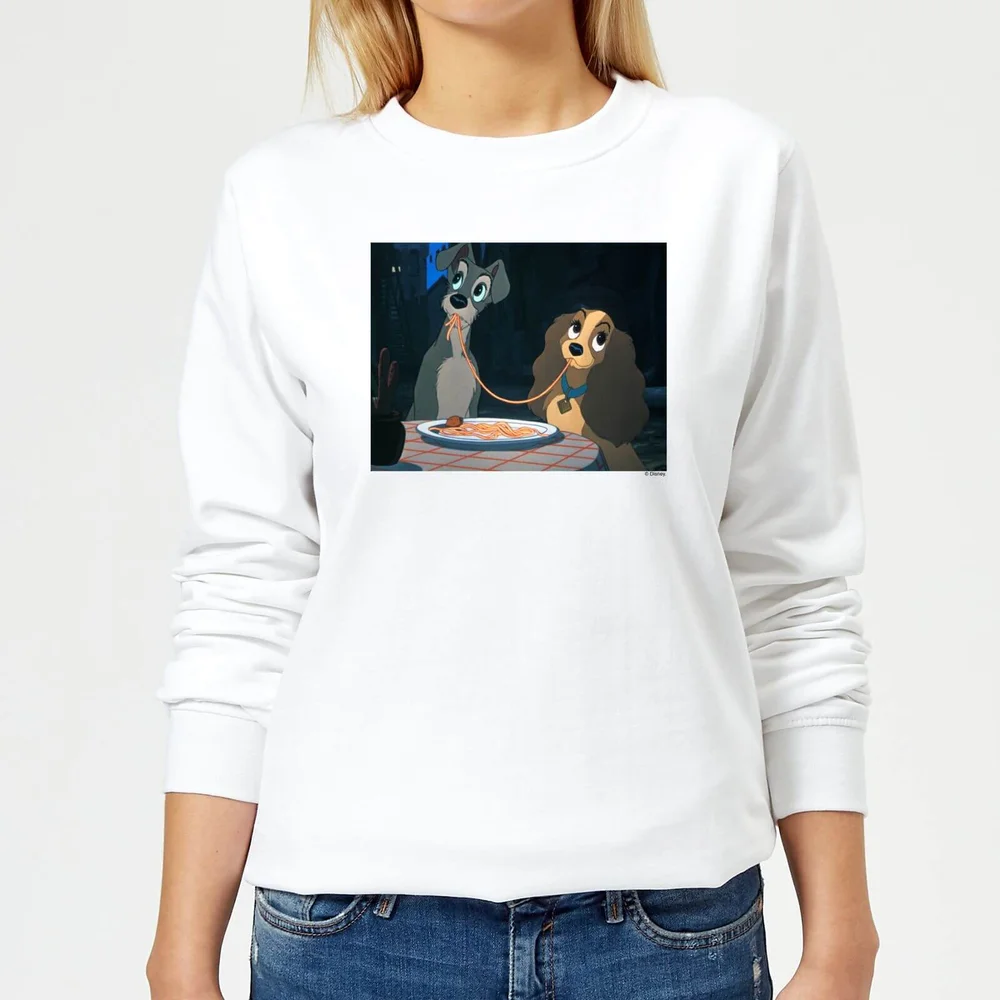 Disney Lady en de Vagebond Spaghetti Scene dames trui - Wit - XS Afbeelding 1