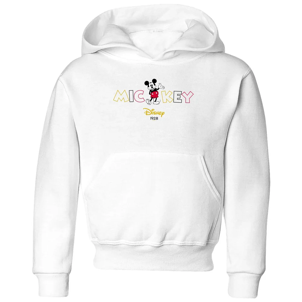 Disney Mickey Mouse Disney Wording kinder hoodie - Wit - 98/104 (3-4 jaar) Afbeelding 1