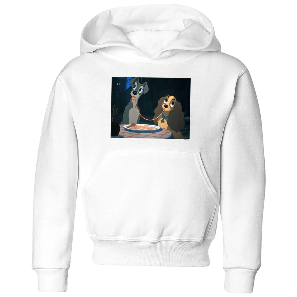 Disney Lady en de Vagebond Spaghetti Scene kinder hoodie - Wit - 98/104 (3-4 jaar) Afbeelding 1