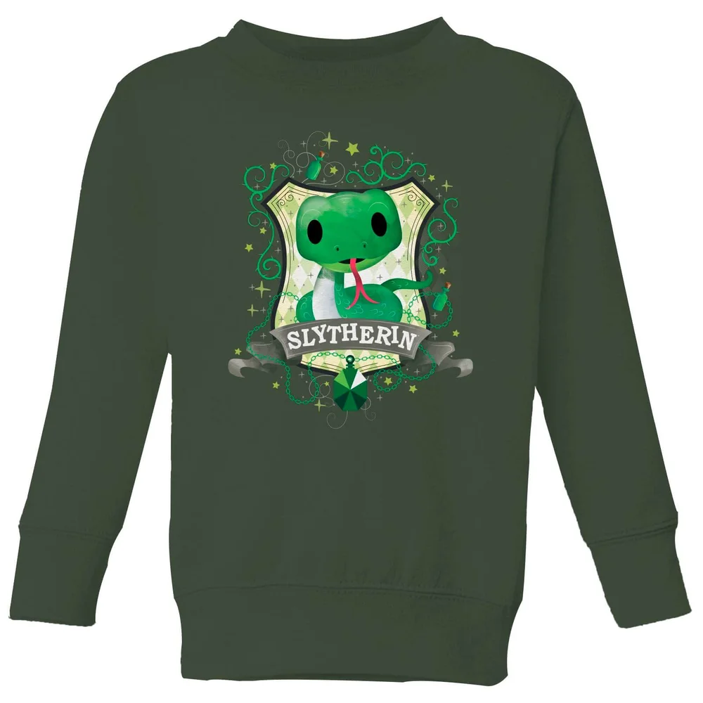 Harry Potter Kids Slytherin Crest kindertrui - Donkergroen - 98/104 (3-4 jaar) Afbeelding 1