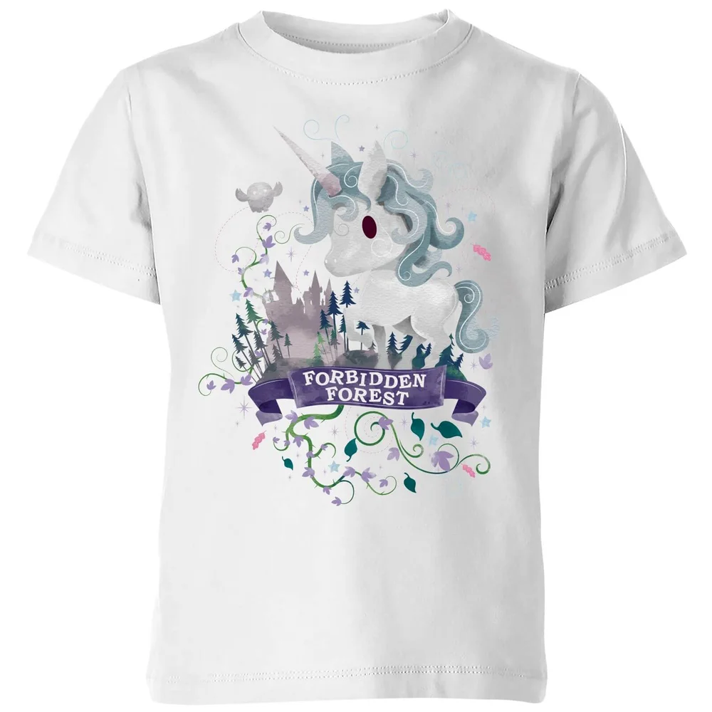 Harry Potter Kids Forbidden Forest Unicorn kinder t-shirt - Wit - 98/104 (3-4 jaar) Afbeelding 1