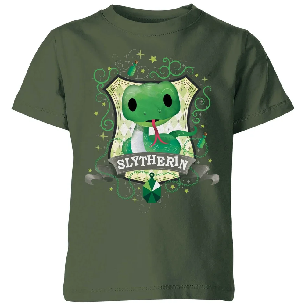 Harry Potter Kids Slytherin Crest kinder t-shirt - Donkergroen - 98/104 (3-4 jaar) Afbeelding 1