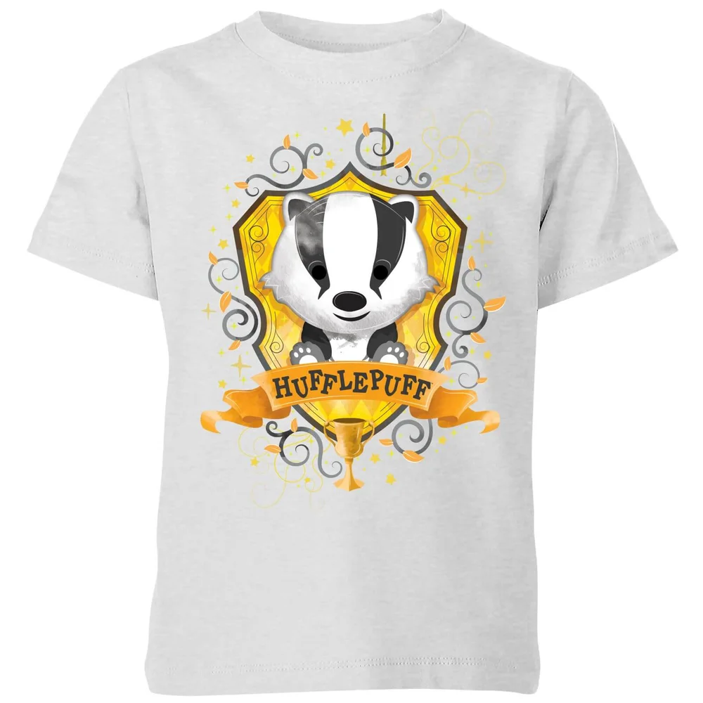 Harry Potter Kids Hufflepuff Crest kinder t-shirt - Grijs - 98/104 (3-4 jaar) Afbeelding 1