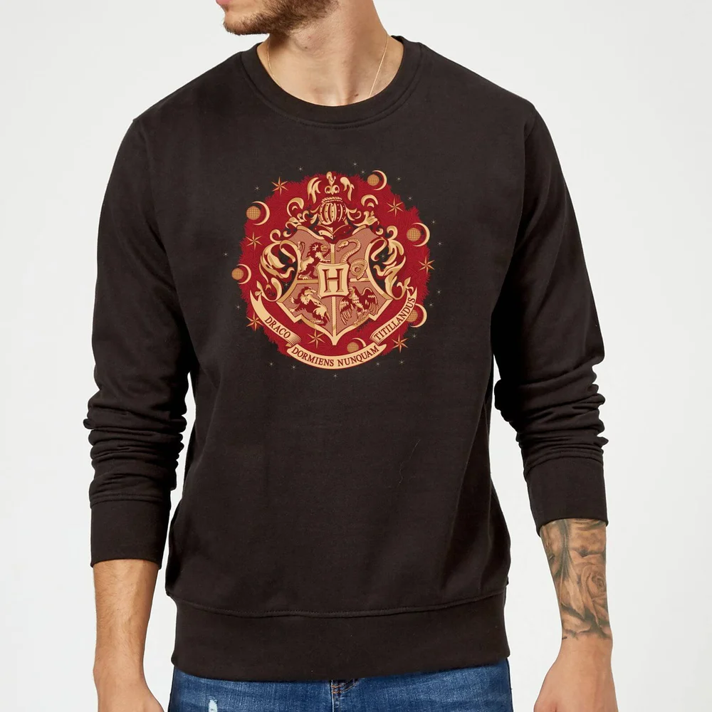 Harry Potter Hogwarts Christmas Crest trui - Zwart - S Afbeelding 1